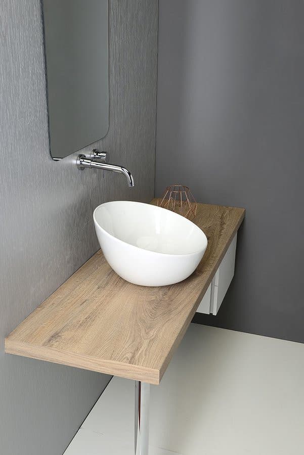 DOME OBLIQUO umywalka ceramiczna nablatowa wysoka , Ø 44,5cm, biały