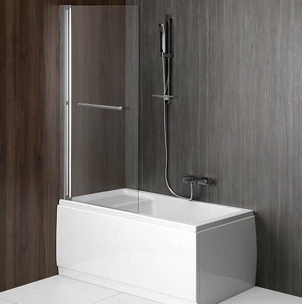 RIONI parawan wannowy podnoszony pneumatycznie, szer. 710mm, srebrny, szkło czyste