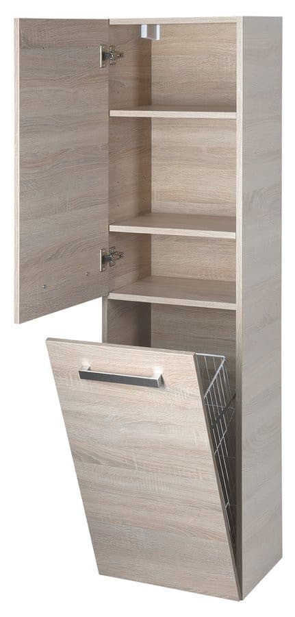 VEGA słupek wysoki z koszem na bieliznę 40x150x31cm, dąb platin