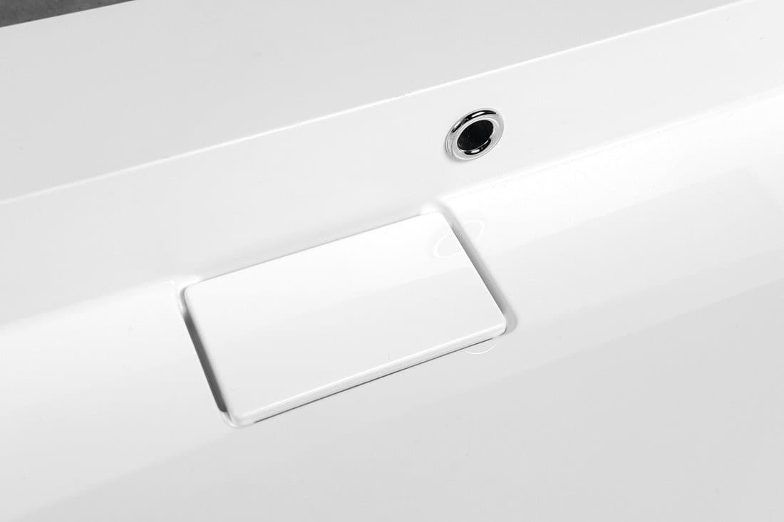 AMUR umywalka kompozytowa z pokrywą odpływu 90x46cm bez otworu na baterię biała